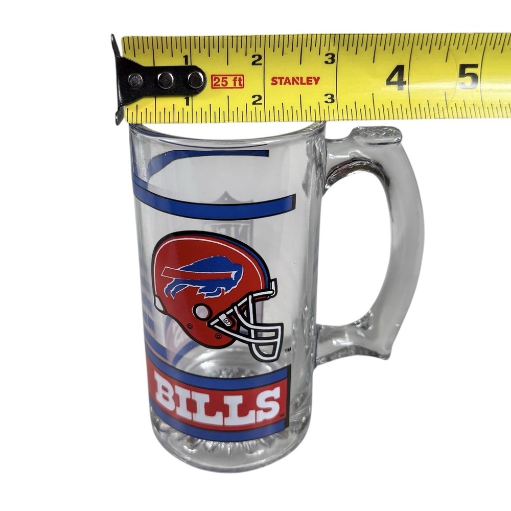 Buffalo Bills VTG 1990s 12oz Heavy Drink Glass Beer Mug Beautiful Condition! - Picture 4 of 4